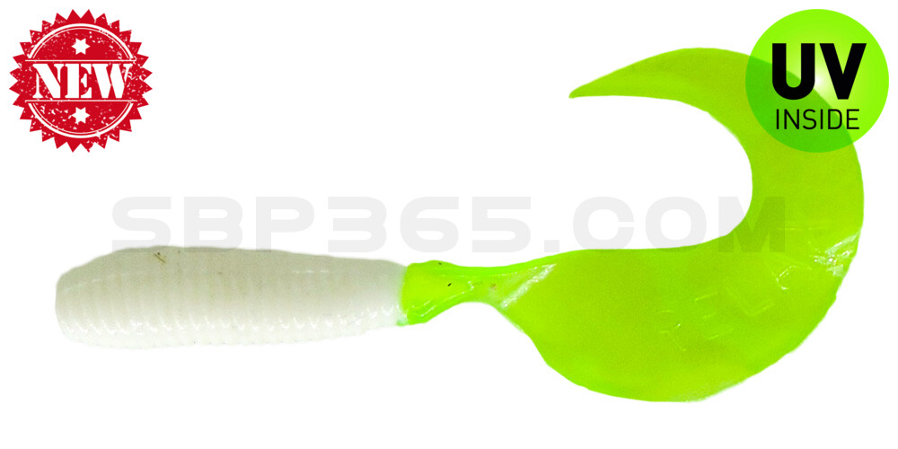 Twister 2,5" regulär (ca. 6,0 cm) reinweiss / fluogrün