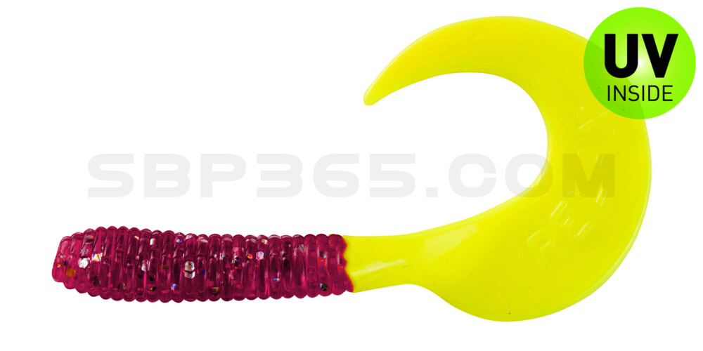 Twister 2,5" regulär (ca. 6,0 cm) violett transparent glitter / fire tail