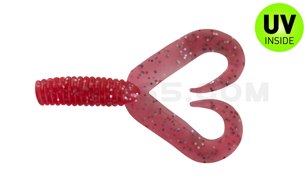 Twister 2" Doubletail regulär (ca. 4,5 cm) feuerrot glitter