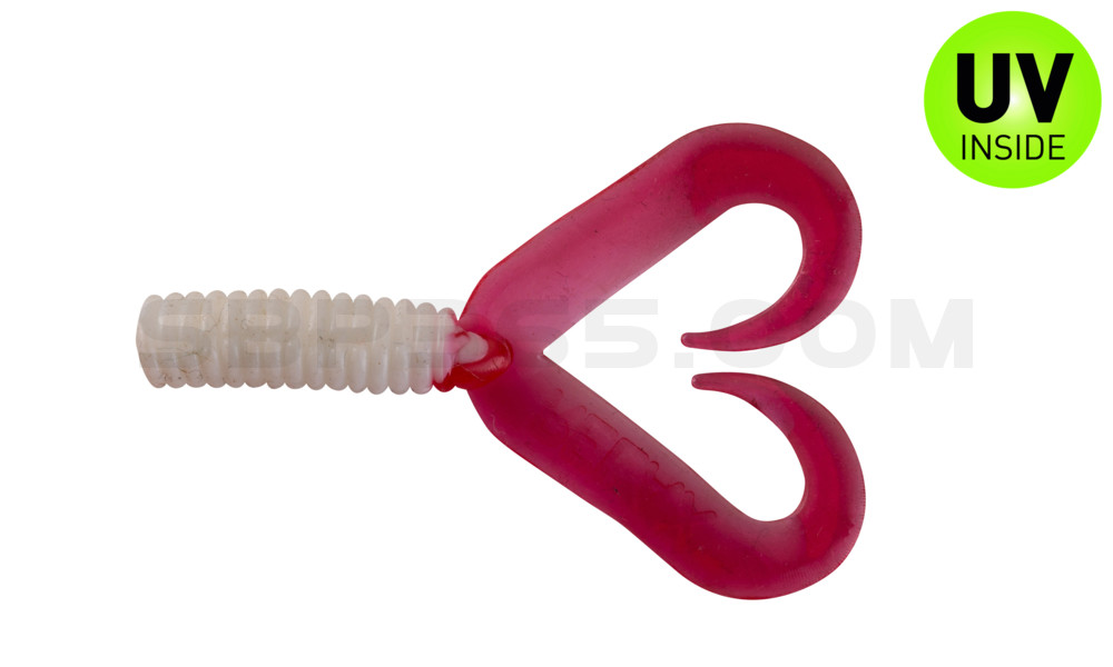 Twister 2" Doubletail regulär (ca. 4,5 cm) reinweiß / red tail