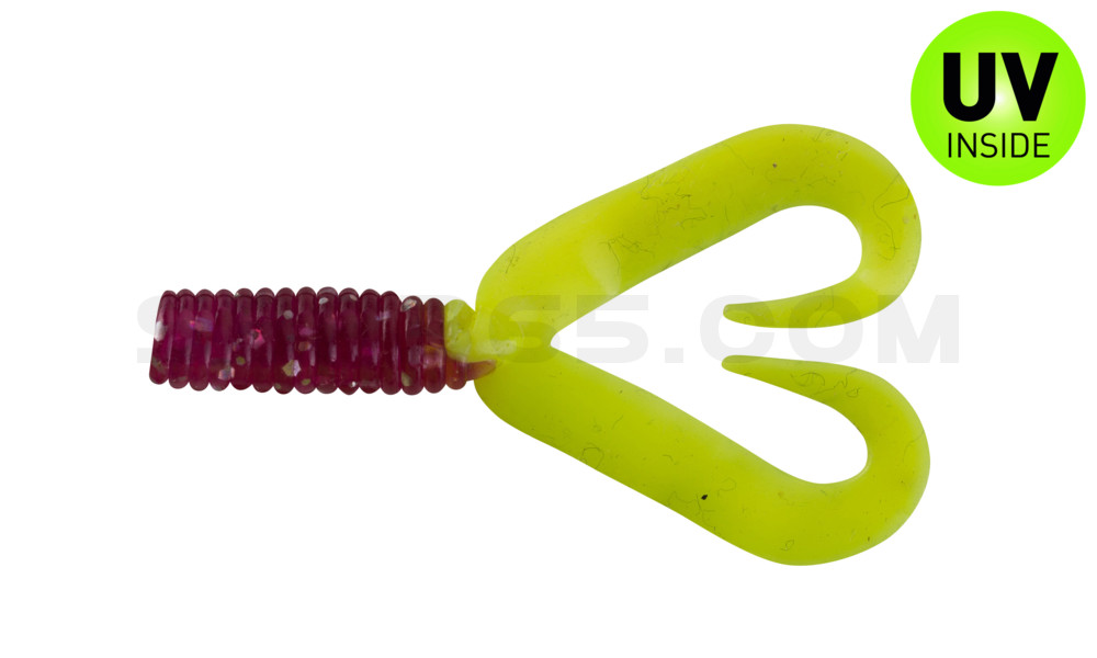 Twister 2" Doubletail regulär (ca. 4,5 cm) violett transparent glitter / fire tail
