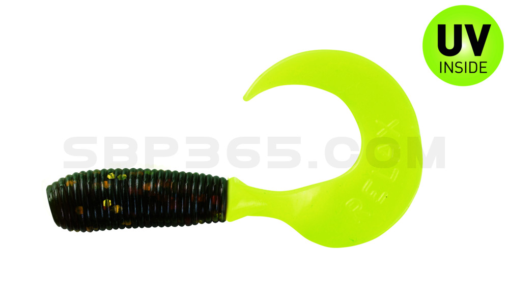 Twister 2" regulär (ca. 4,5 cm) motoroil gold glitter / fire tail