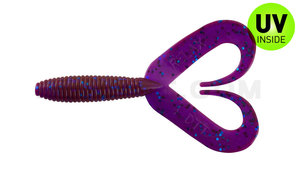 Twister 3" Doubletail regulär (ca. 9,0 cm) crawfish-violett-electric blue-glitter