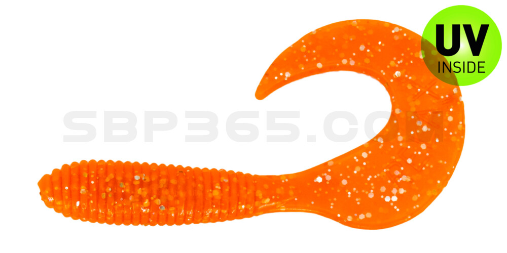 Twister 3" regulär (ca. 7,0 cm) klar fluoorange Glitter