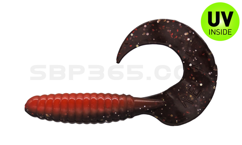 Twister 4" lam. (ca. 8,0 cm) im Original Relax ZIP BAG feuerrot / schwarz rot-gold Glitter