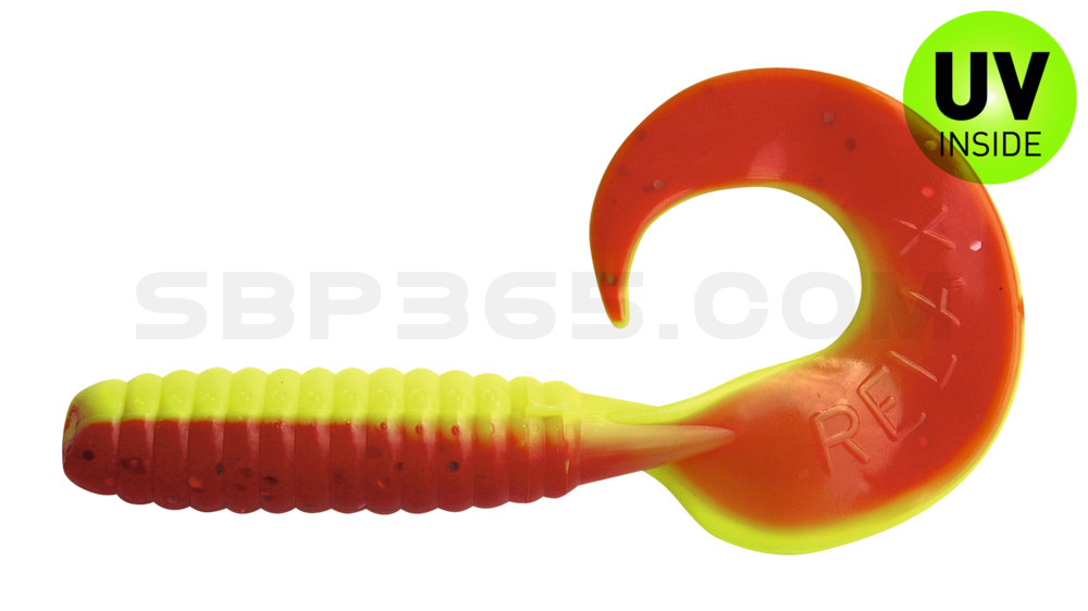 Twister 4" lam. (ca. 8,0 cm) im Original Relax ZIP BAG fluogelb  / rot glitter