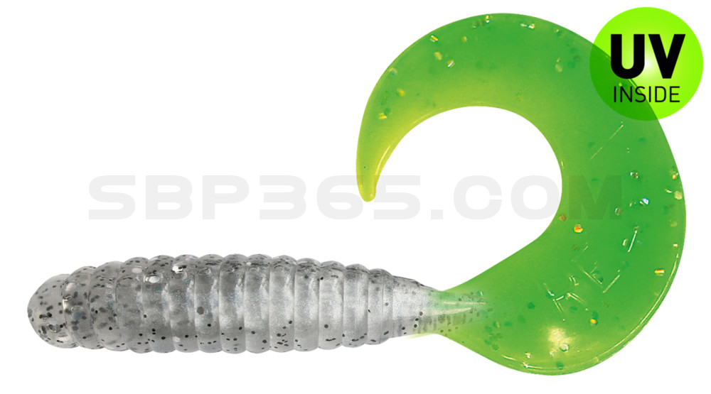 Twister 4" lam. (ca. 8,0 cm) im Original Relax ZIP BAG perlweiss / klar salt´n pepper glitter / lime tail