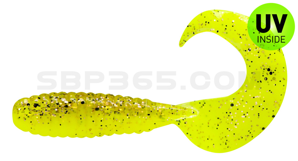 Twister 4" laminiert (ca. 8,0 cm) fluogelb  / klar kupfer glitter