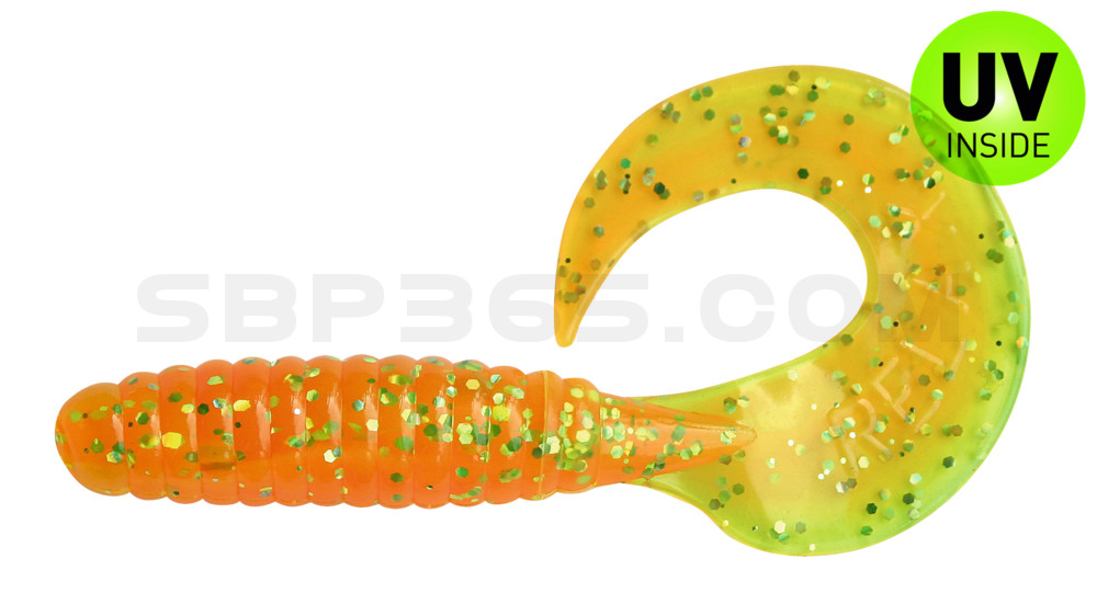 Twister 4" laminiert (ca. 8,0 cm) orange-glitter / fluogrün-glitter