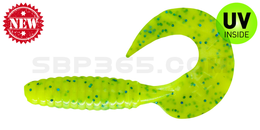 Twister 4" regulär (ca. 8,0 cm) fluogelb-blau Glitter