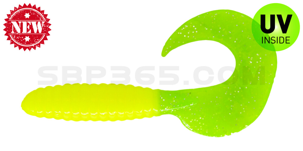 Twister 4" regulär (ca. 8,0 cm) fluogelb / lime-silber Glitter