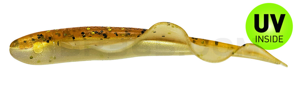 Wing Shad 3" (ca. 8,5 cm) im ZIP Bag goldperl / motoroil Glitter