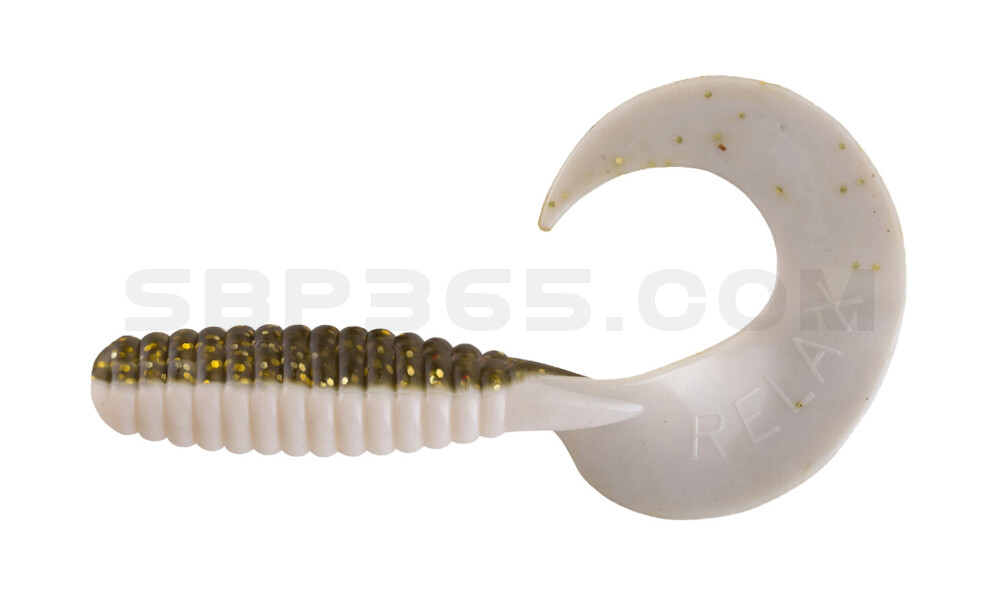 Xtra Fat Grub 5,5" laminiert (ca. 13,0 cm) reinweiss / olive-tree-glitter