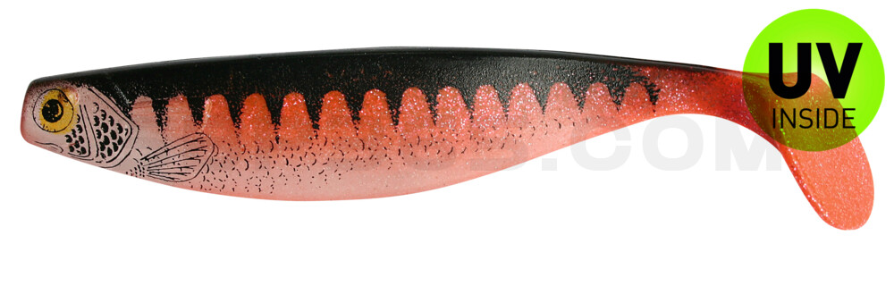 Xtra-Soft-Nature 6" (ca. 16,0 cm) fluoorange Glitter / Zander / Bauch: weiß