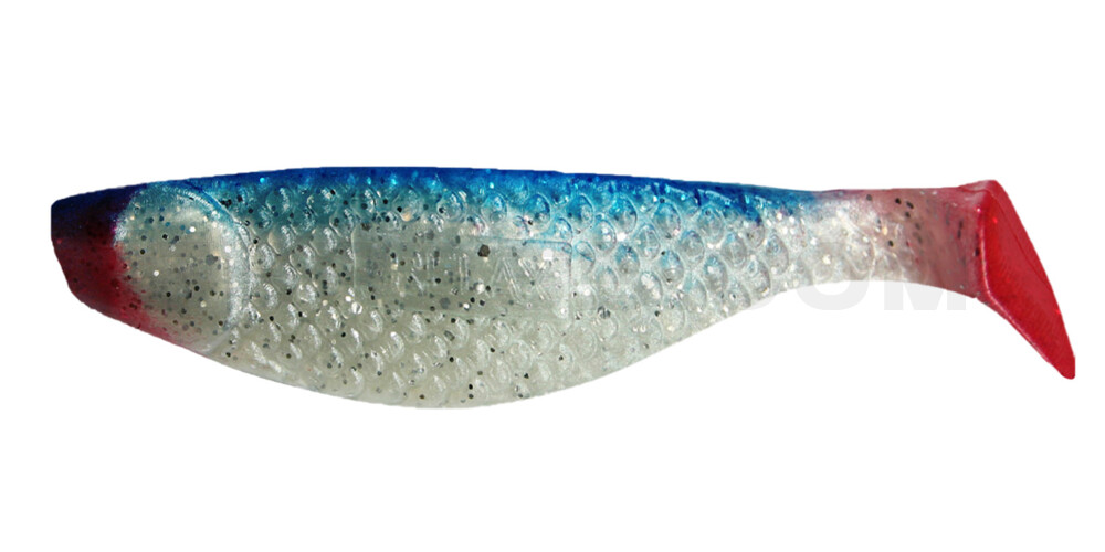Aqua 4" (ca. 10,0 cm) perlweiss-glitter / blau