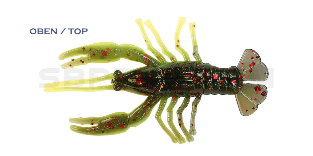 Baby Crawfish 1" (4,5cm) gelb-olive-grün- Multiglitter