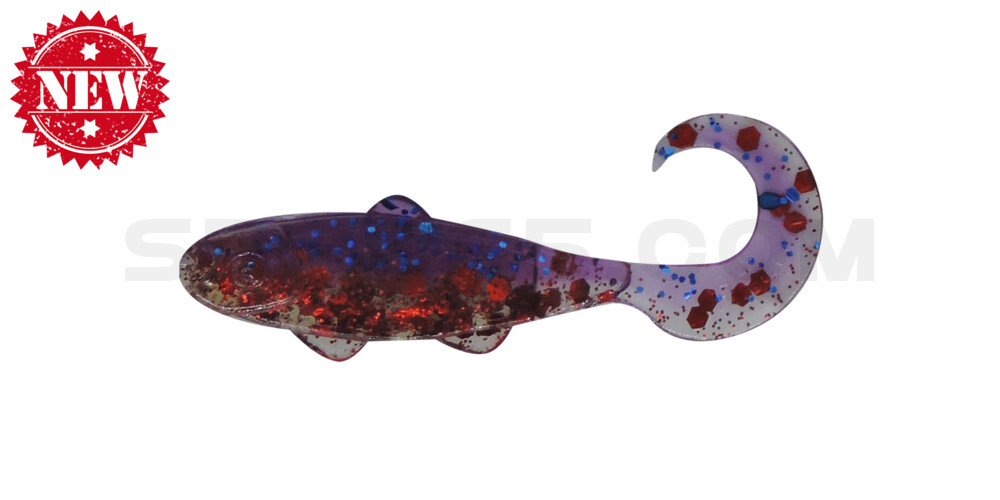 Banjo Twister 1" (ca. 3,5 cm) electric blue-glitter / klar rot-glitter
