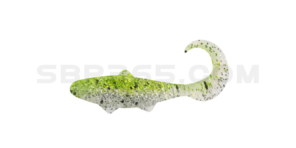 Banjo Twister 1" (ca. 3,5 cm) klar silber Glitter / chartreuse Glitter