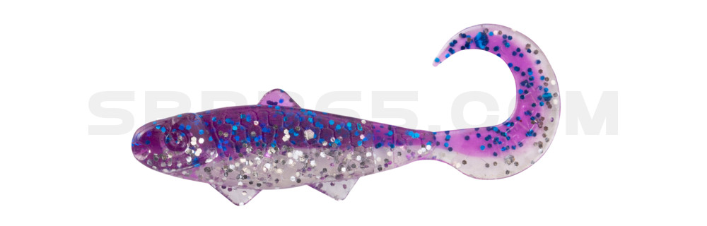 Banjo Twister 1" (ca. 3,5 cm) klar silber Glitter / violett-electric blue Glitter