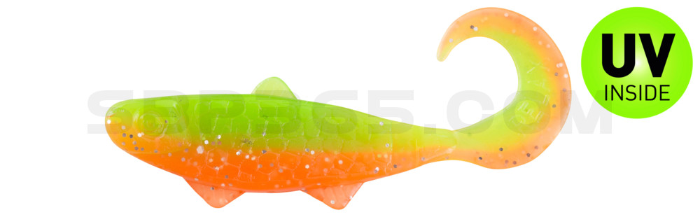 Banjo Twister 2" (ca. 5,0 cm) orange-Glitter / fluogrün-Glitter