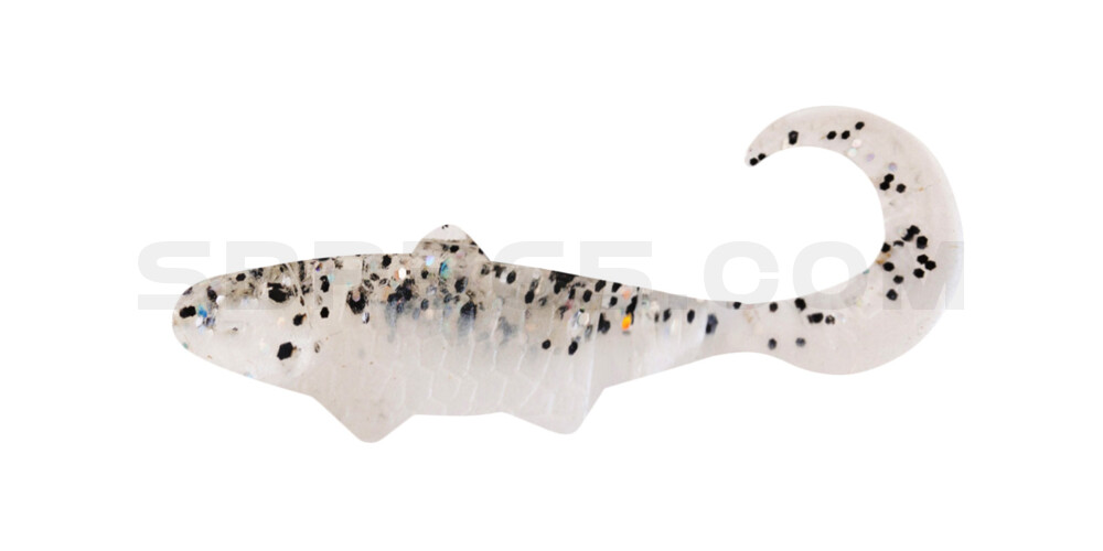Banjo Twister 2" (ca. 5,0 cm) perlweiss / klar salt´n pepper Glitter