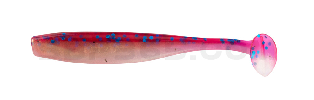 Bass Shad 2,5" (ca. 7 cm) goldperl / cherry-blau Glitter
