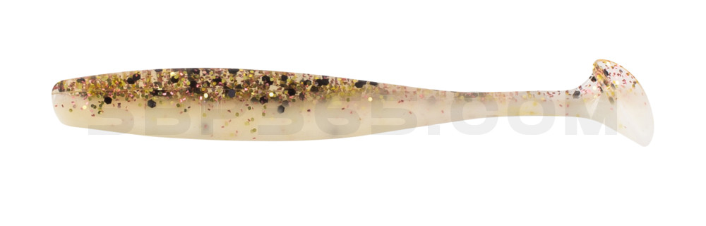Bass Shad 2,5" (ca. 7 cm) reinweiss / klar kupfer, schwarz Glitter