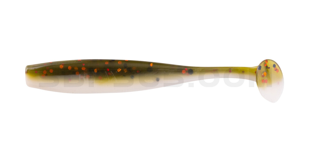 Bass Shad 2,5" (ca. 7 cm) reinweiss / olive-tree-Glitter