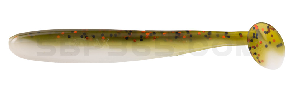 Bass Shad 3“ (ca. 9 cm) reinweiss / olive-tree-Glitter