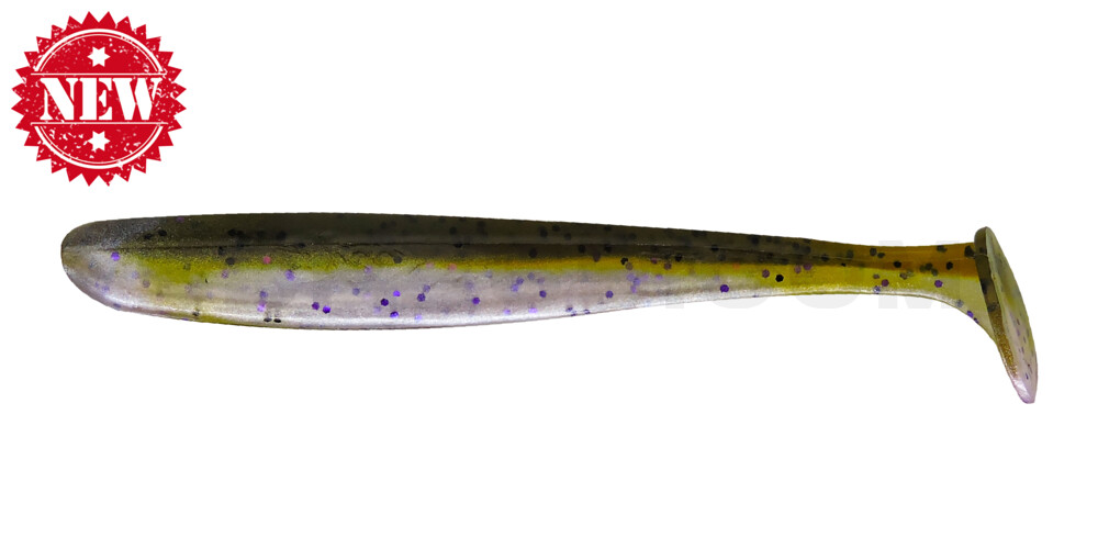 Bass Shad 4,5“ (ca. 13 cm) perlweiss violett Glitter / green pumpkin