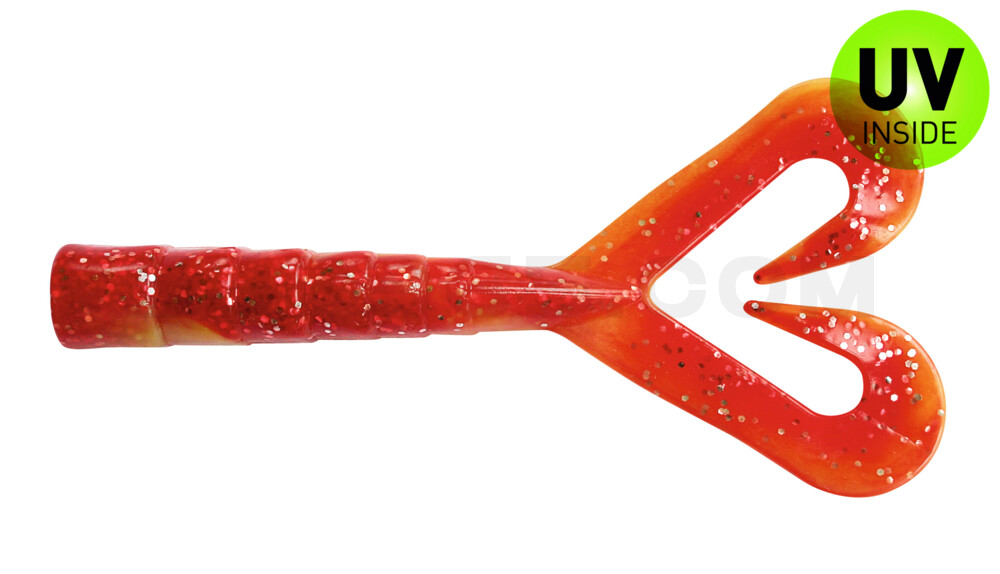 Big Twin Tail 6" (15cm) fluogelb- rot Glitter