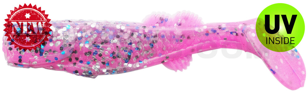 California 3" (ca. 8,0 cm) bubblegum / klar silber Glitter