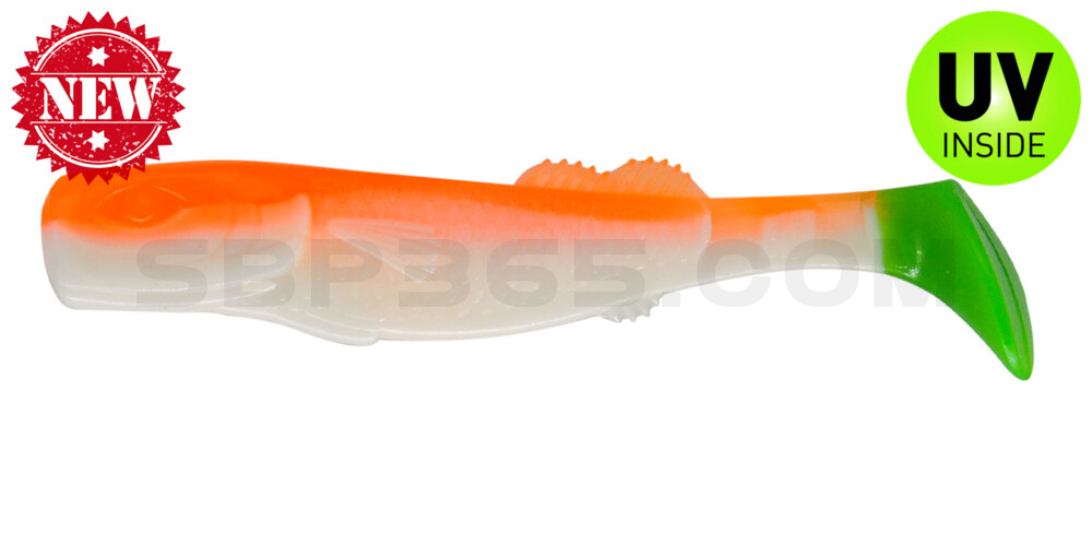 California 4" (ca. 11,0 cm) reinweiss / orange / lime tail