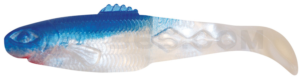Diamond-Shad 2,5" (ca. 7,0 cm) perlweiss / blau