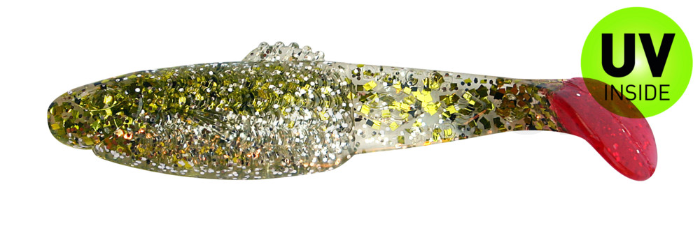 Diamond Shad 3,5" (ca. 10,0 cm) klar silber Glitter / chartreuse Glitter / red tail