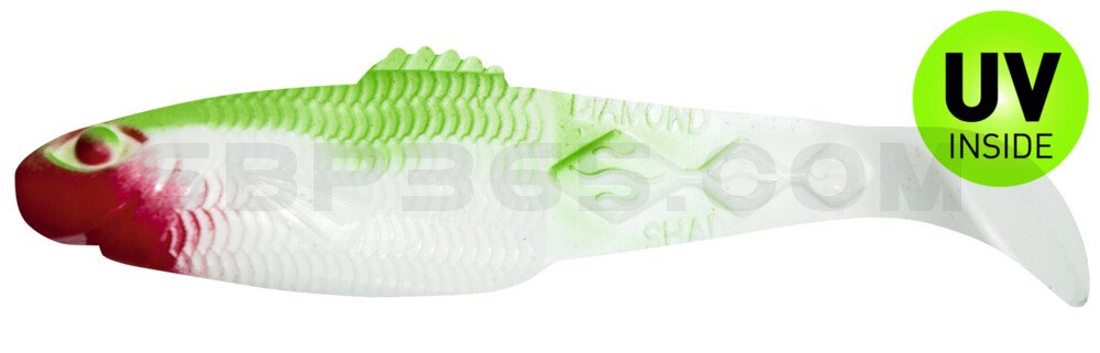 Diamond Shad 3,5" (ca. 10,0 cm) reinweiss / grün