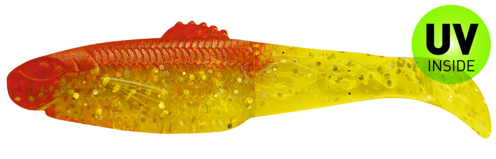 Diamond Shad 5" (ca. 13,5 cm) im Original Relax ZIP BAG grün(chartreuse)-Glitter / rot