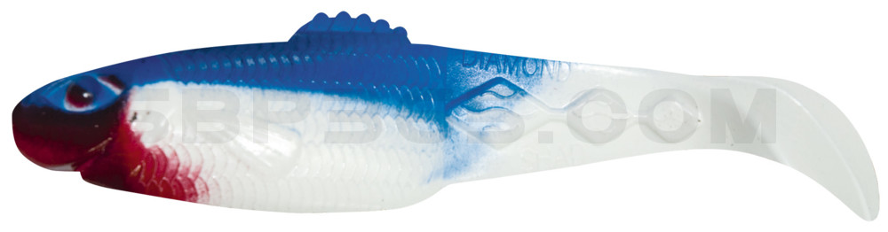 Diamond Shad 5" (ca. 13,5 cm) im Original Relax ZIP BAG reinweiss / blau