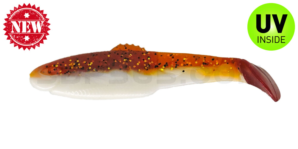 Diamond Shad 5" (ca. 13,5 cm) reinweiss / bronze-glitter / red tail