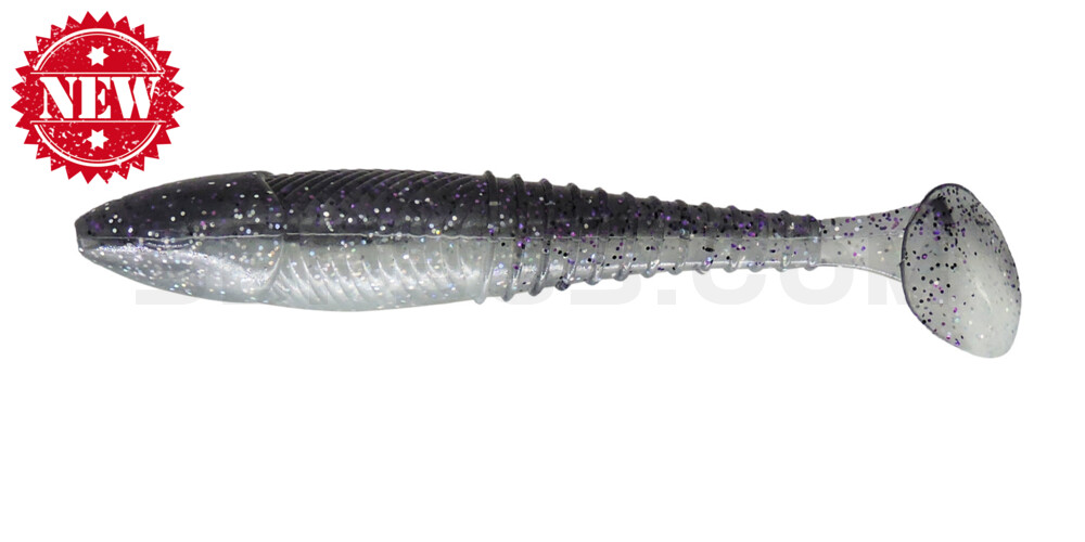 Finesse Swimmer 3,4"  (ca. 8,5 cm) im Hartschalenblister Smoke Purple Flake/Clear Belly
