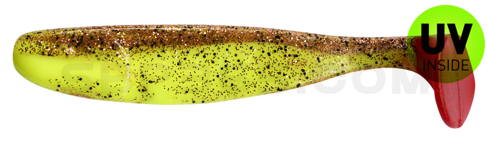 Jankes 6" (ca. 16,0 cm) fluogelb  / klar kupfer, schwarz Glitter / red tail
