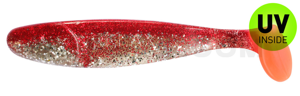 Jankes 6" (ca. 16,0 cm) klar silber Glitter / rot Glitter / orange tail