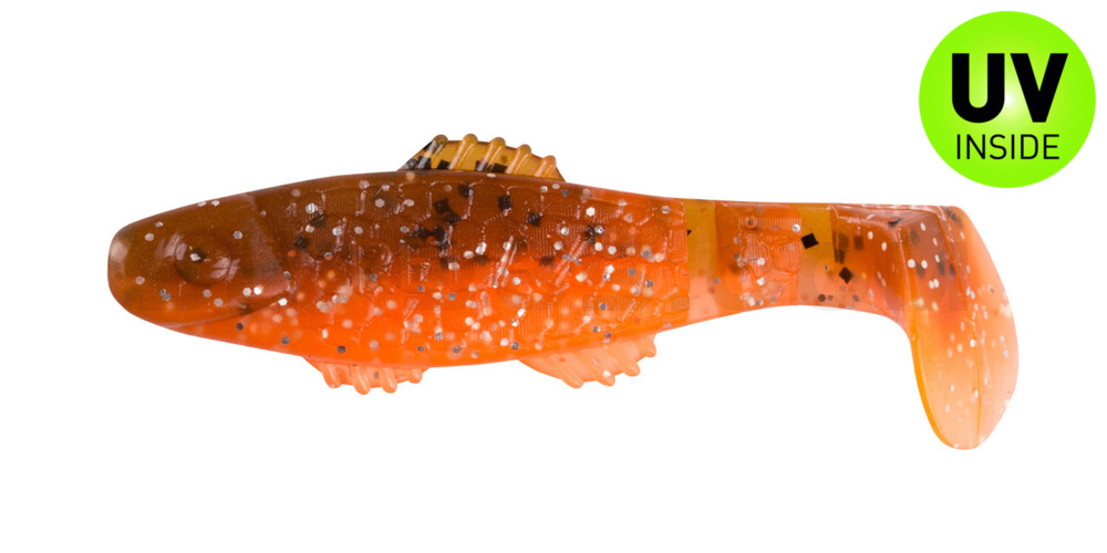 Killer Shad 2" (ca. 5,0 cm) orange-Glitter / olivebraun-Glitter