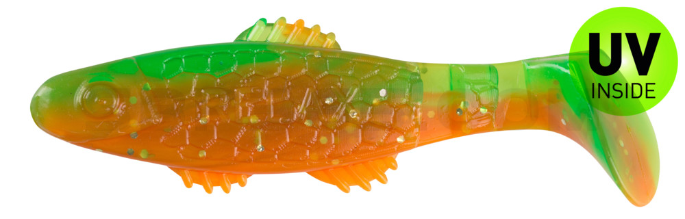 Killer Shad 3" (ca. 8,0 cm) orange-Glitter / fluogrün-Glitter