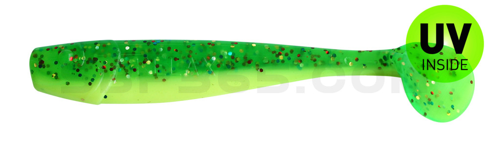 King-Shad 4" (ca. 11,0 cm) fluogelb  / grün-Glitter
