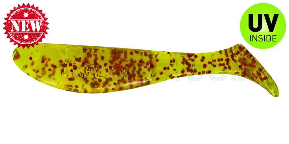 Kopyto-Classic 2,5" (ca.7,0 cm) chartreuse-rot Glitter