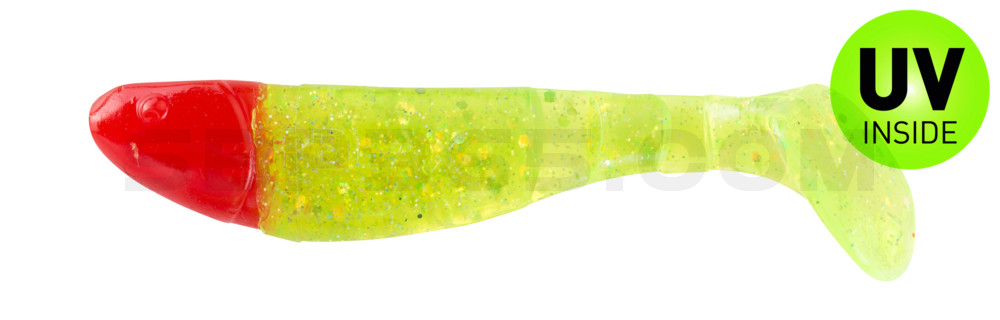 Kopyto-Classic 2,5" (ca. 7,0 cm) grün(chartreuse)-glitter / red head