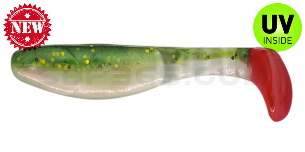 Kopyto-Classic 3" (ca. 8,0 cm) perl / dunkelgrün Glitter (Rainbow) / red tail