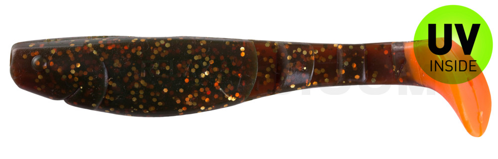 Kopyto-Classic 4" (ca. 11,0 cm) motoroil-gold-Glitter / orange tail