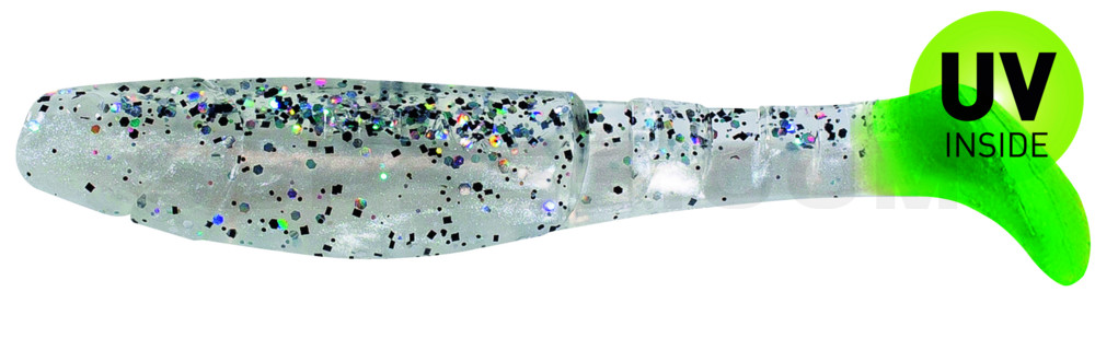 Kopyto-Classic 4" (ca. 11,0 cm) perlweiss / klar salt´n pepper Glitter / Lime Tail
